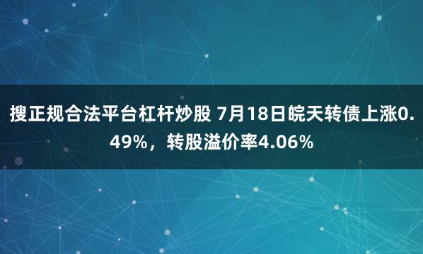 搜正规合法平台杠杆炒股 7月18日皖天转债上涨0.49%，转股溢价率4.06%